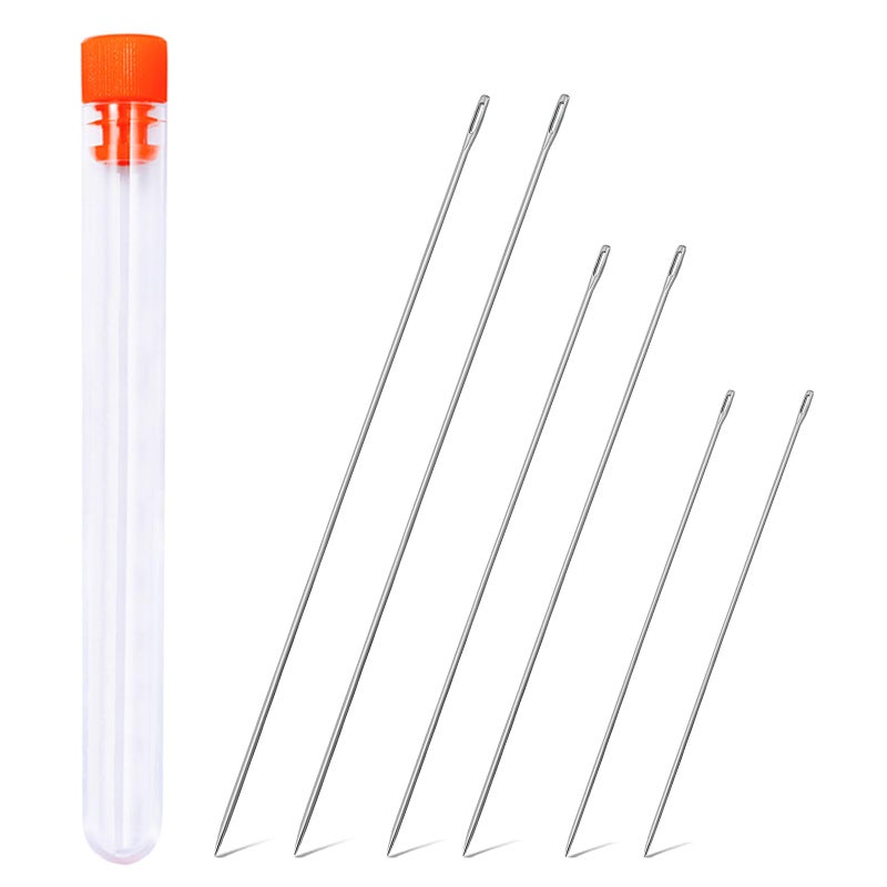 WONVOC Long Sewing Needles, Hand Quilting Needles, 3.9/4.9/5.9'' Large Eye Stitching Needles with Storage Tube, Hand Sewing Needles for Sewing, Curtain, Cushion, Carpet, Sofa - Image 1